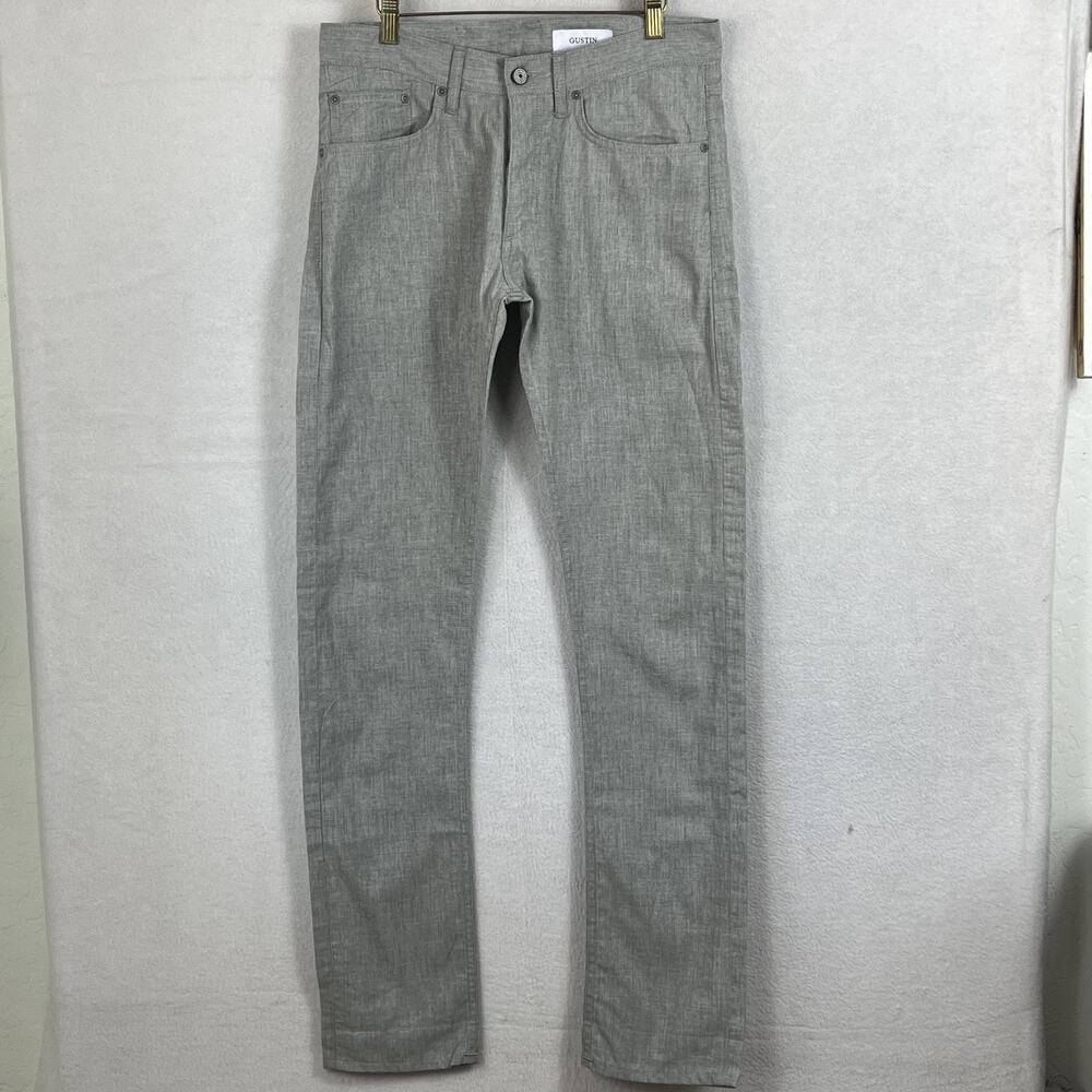 Gustin Gray Denim Skinny Jeans Men's 32 Cotton Button Fly Retro